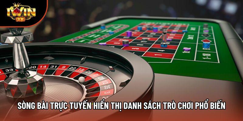 Sòng bài trực tuyến hiển thị danh sách trò chơi phổ biến
